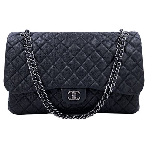 chanel black xl airlines travel giant flap bag rhw